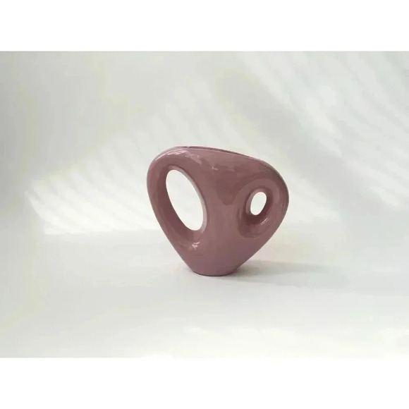 Vintage Midcentury Soft Pink / Mauve Royal Haeger Ceramic Cut Out Vase - Picture 3 of 10